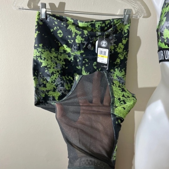(NWT) Under Armour Gym Leggings & Sports Bra in Gray/Lime, Medium - Picture 5 of 16